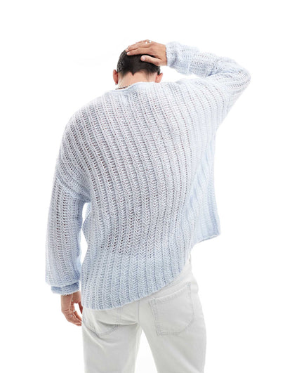 Oversized Open Knit Brushed Rib Jumper