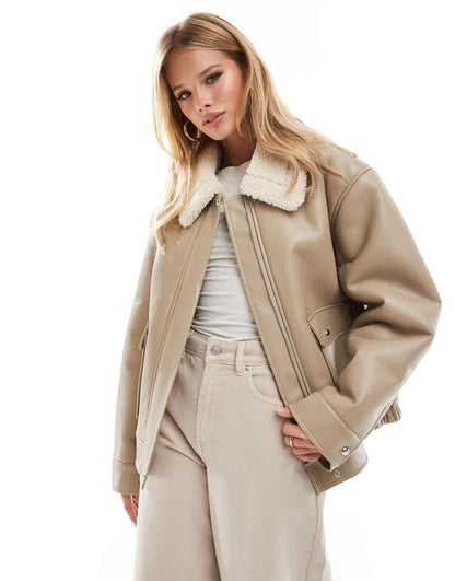 Borg Collar Oversized Flight Jacket