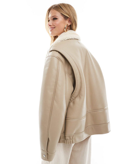 Borg Collar Oversized Flight Jacket