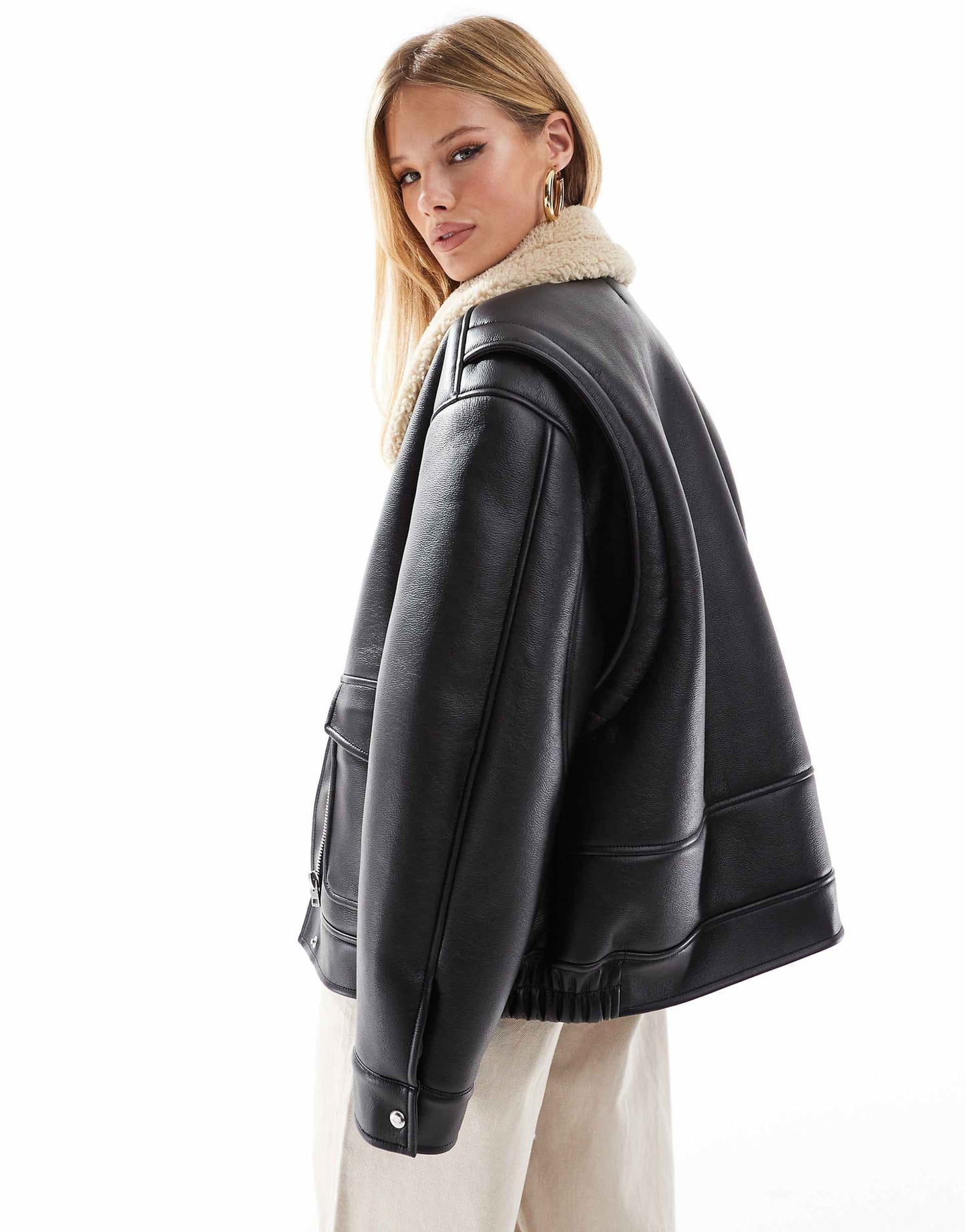 Borg Collar Oversized Flight Jacket