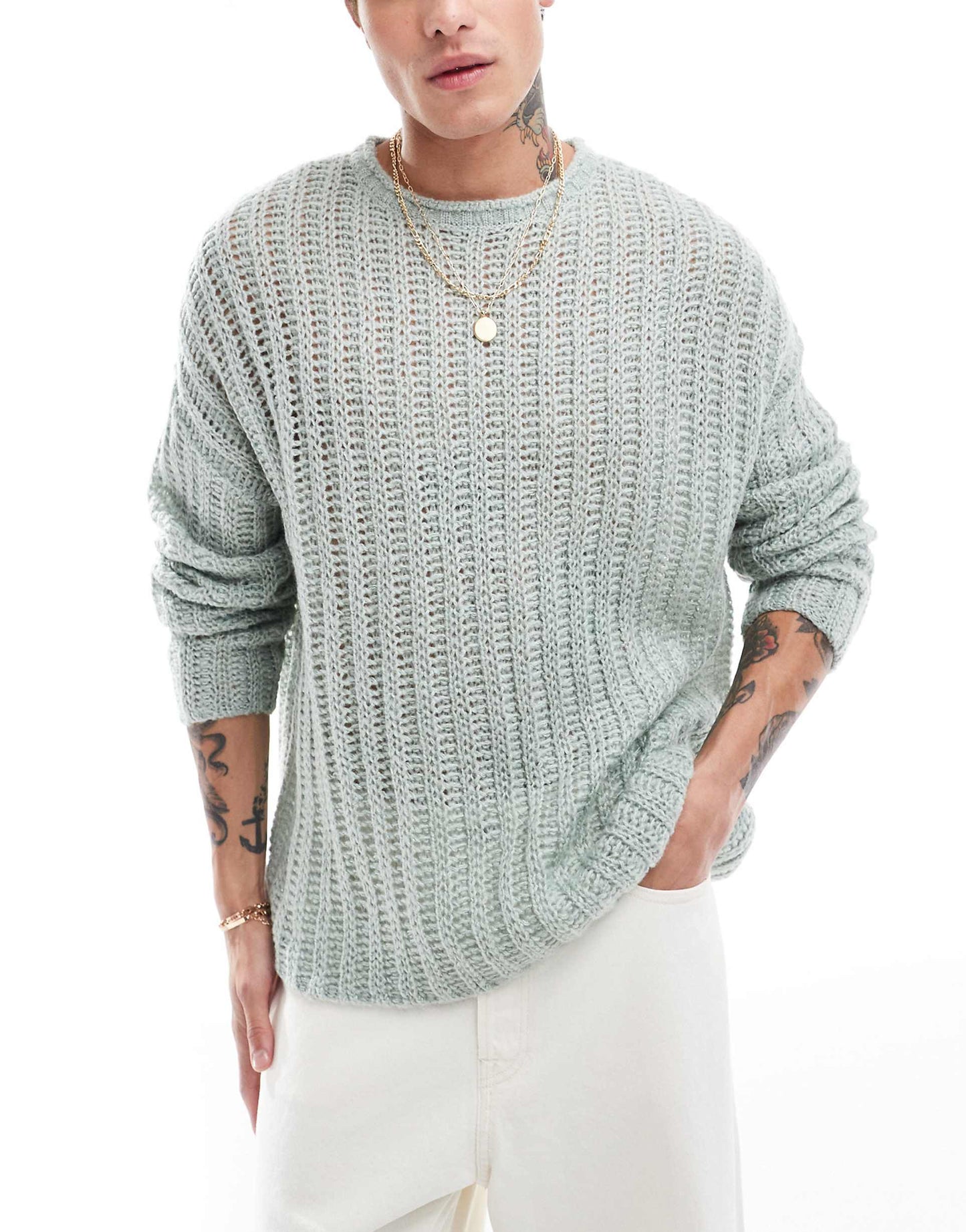 Oversized Open Knit Brushed Rib Jumper