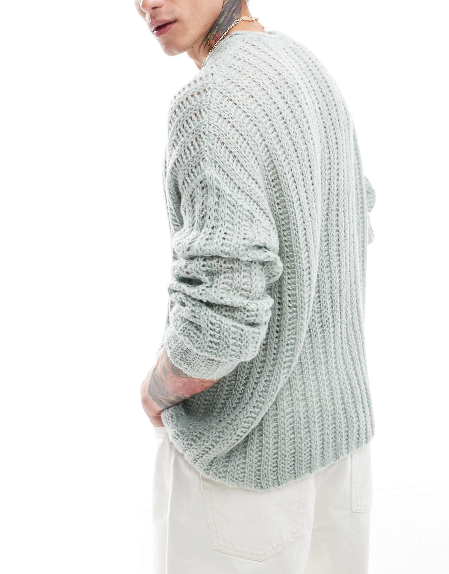 Oversized Open Knit Brushed Rib Jumper