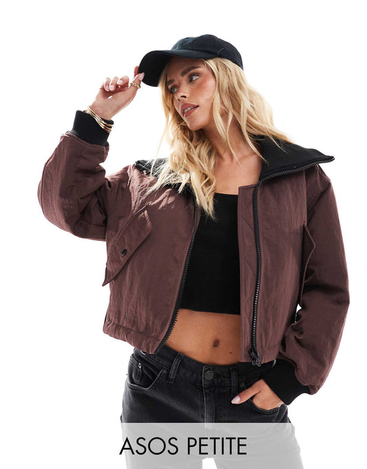 Petite Rib Collar Casual Jacket