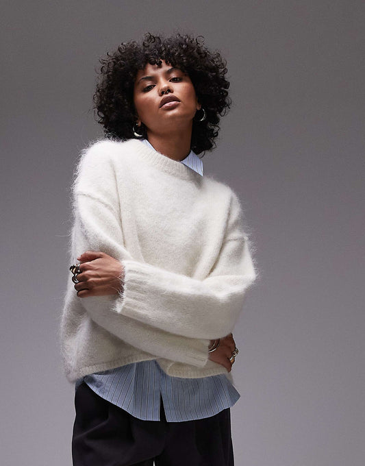 Knitted Premium Alpaca Crew Neck Boxy Jumper