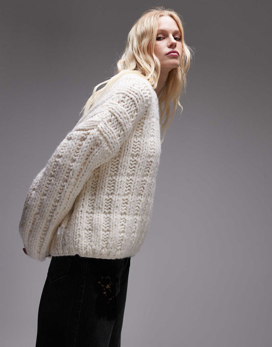 Premium Hand Knit Ladder Stitch Oversized Jumper