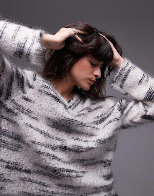 Knitted Premium Mohair V-Neck Jumper