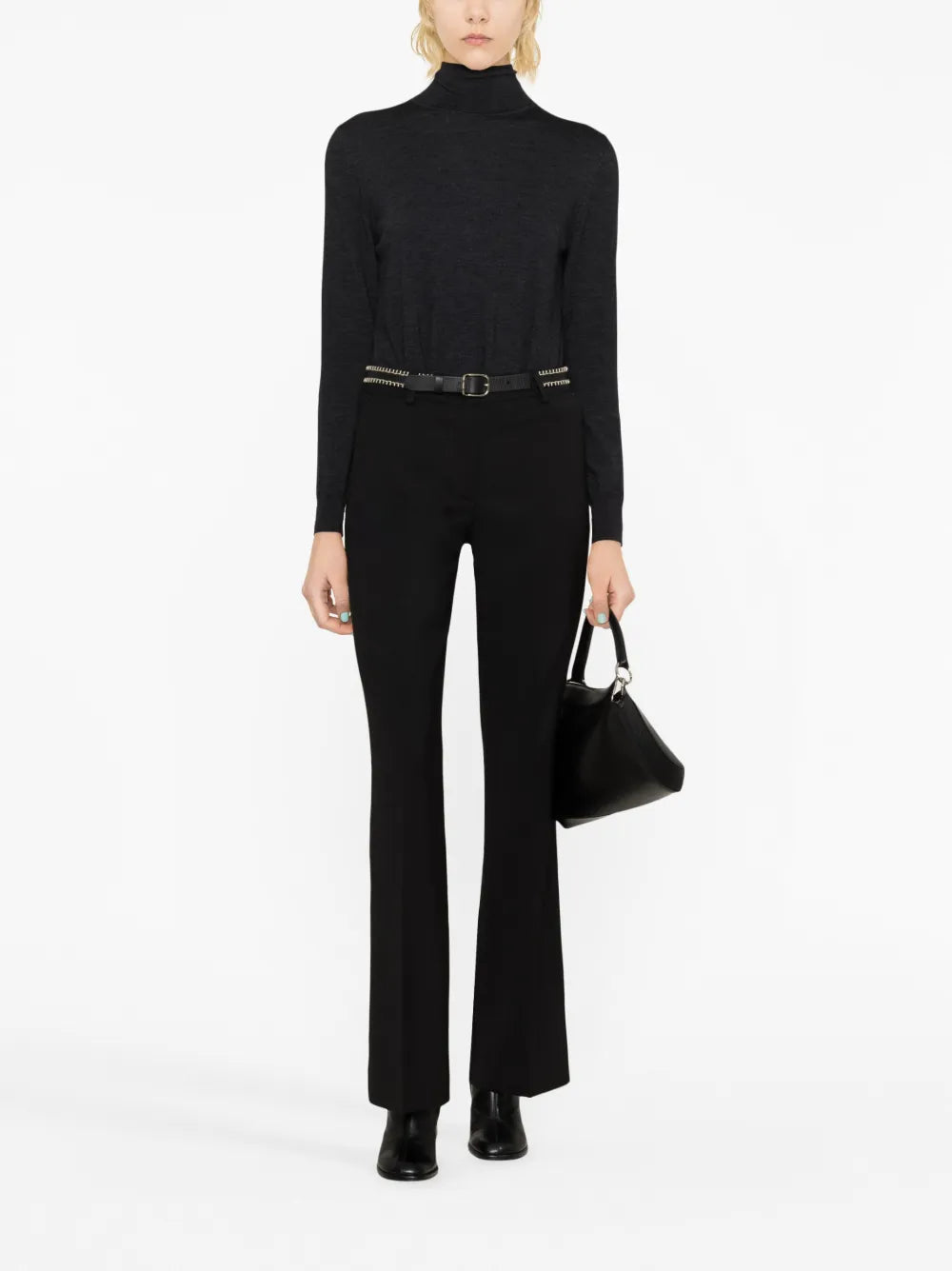 Mid-Rise Flared Trousers