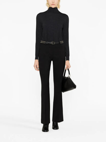 Mid-Rise Flared Trousers
