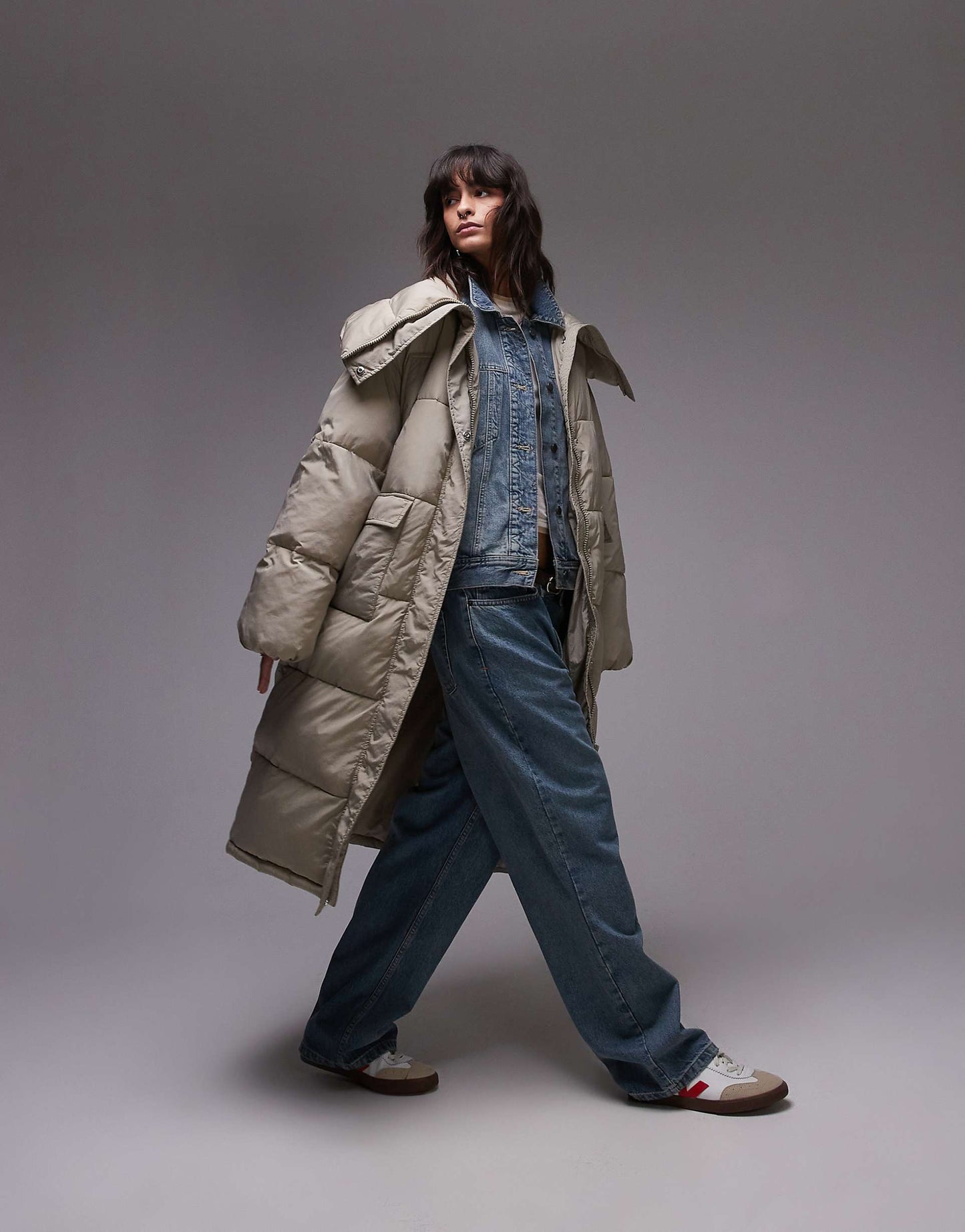 Longline Funnel Neck Puffer Jacket