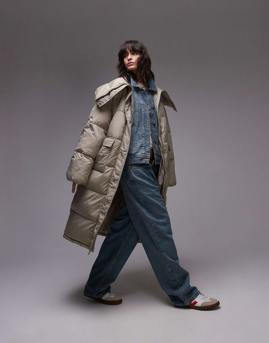 Longline Funnel Neck Puffer Jacket