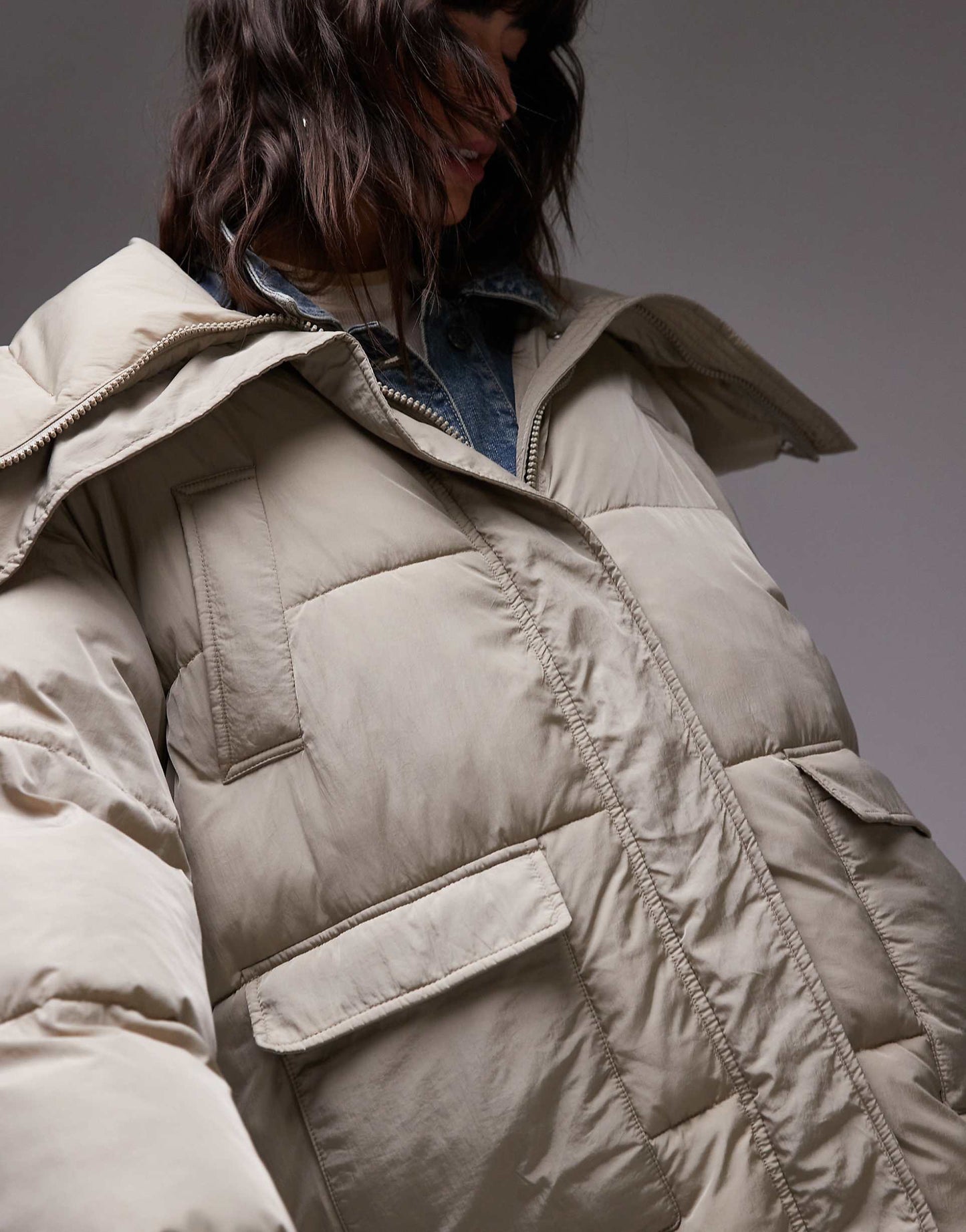 Longline Funnel Neck Puffer Jacket