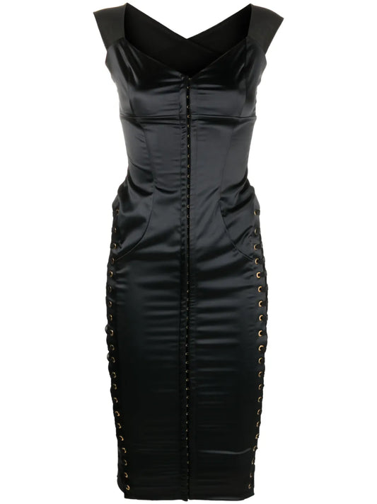 Lace-Up Satin Corset Dress