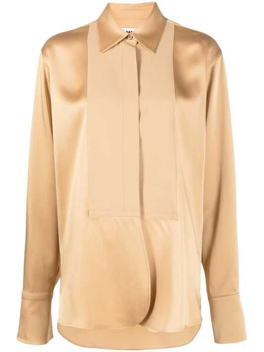 Satin-Finish Panelled Shirt