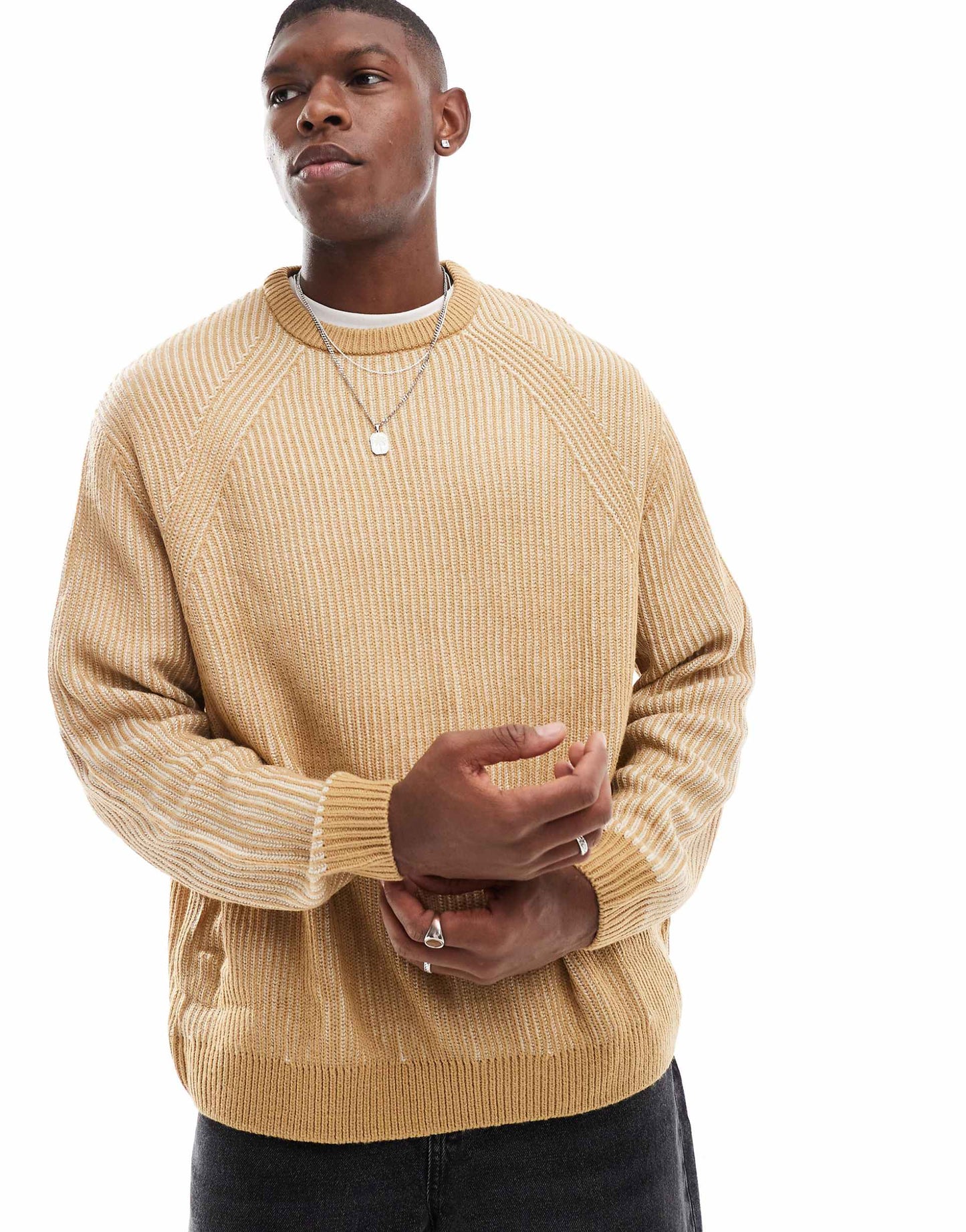 Oversized Knitted Plated Fisherman Rib Jumper