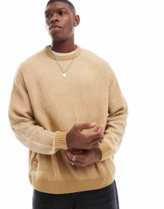 Oversized Knitted Plated Fisherman Rib Jumper