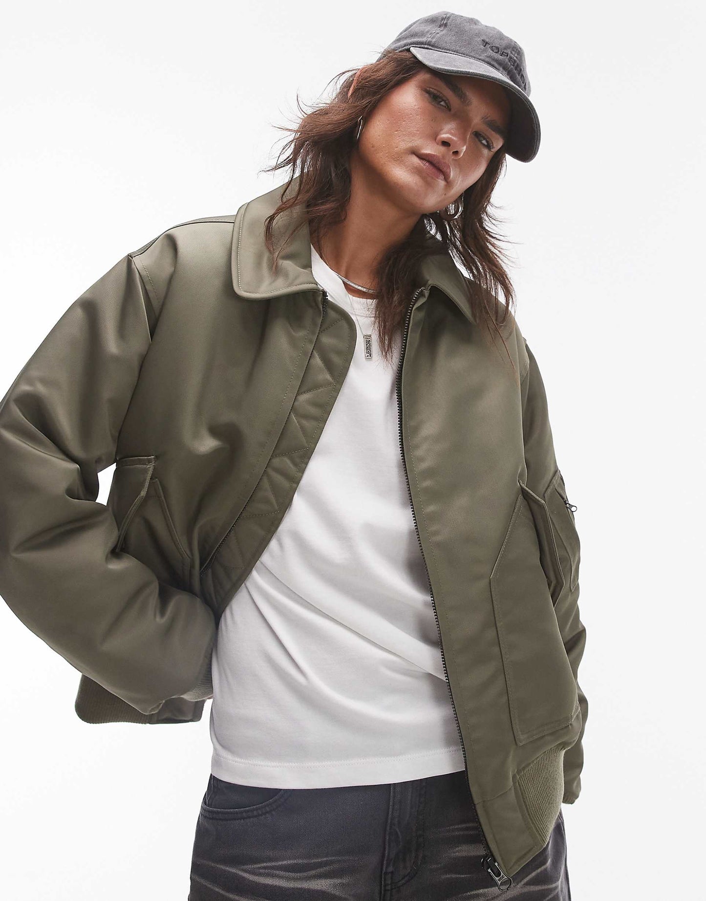 Twill Nylon Bomber Jacket
