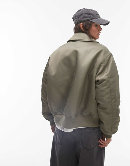 Twill Nylon Bomber Jacket