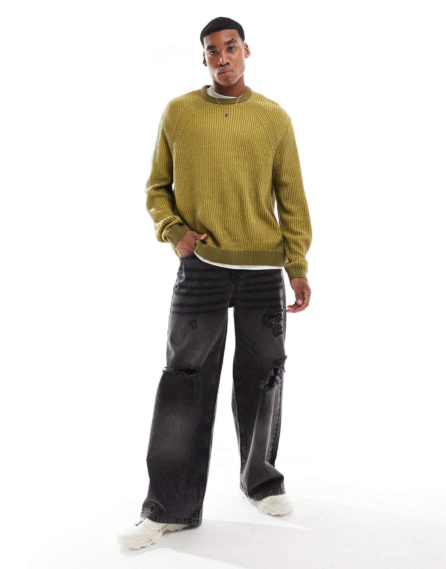 Oversized Knitted Plated Fisherman Rib Jumper