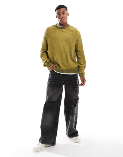 Oversized Knitted Plated Fisherman Rib Jumper