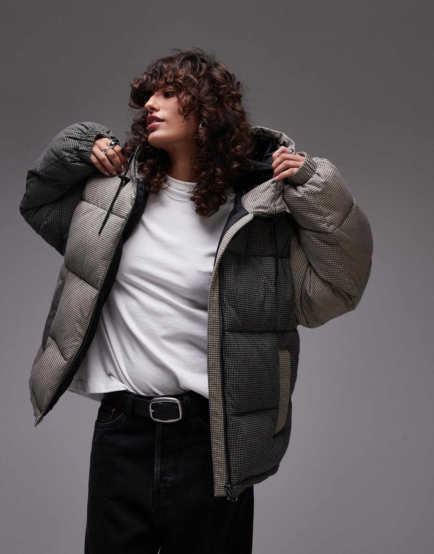 Checkered Puffer Coat