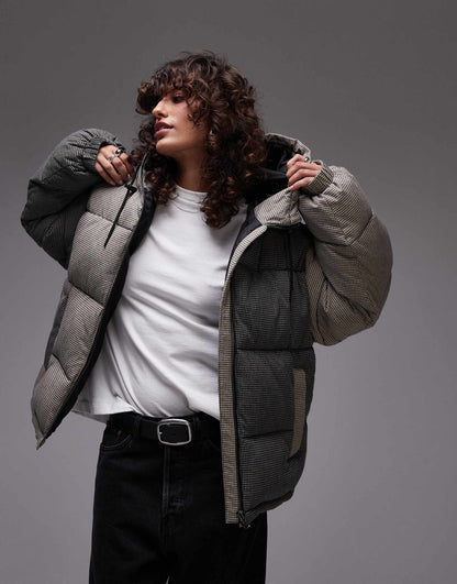 Checkered Puffer Coat