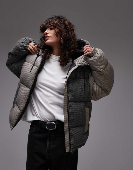 Checkered Puffer Coat