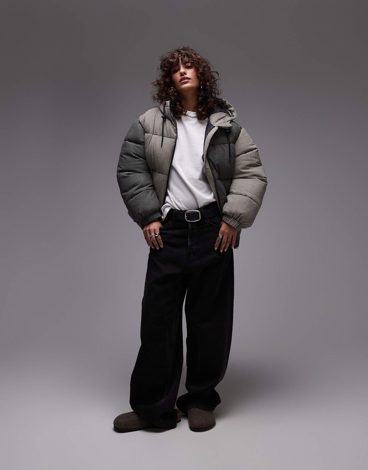 Checkered Puffer Coat