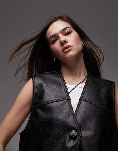 Faux Leather Waist Coat