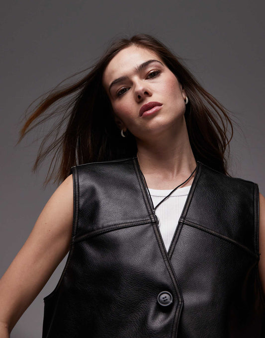 Faux Leather Waist Coat