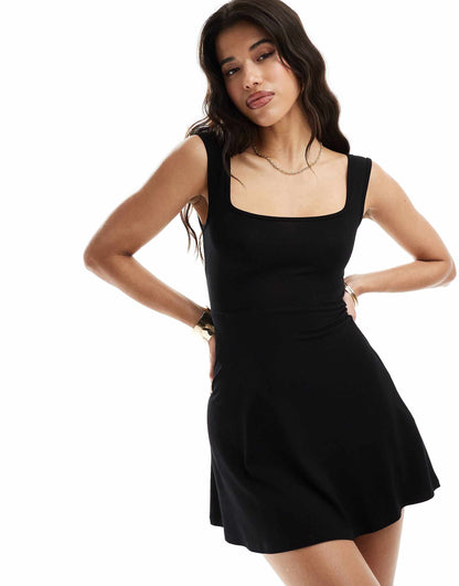 Square Neck Softline Mini Dress