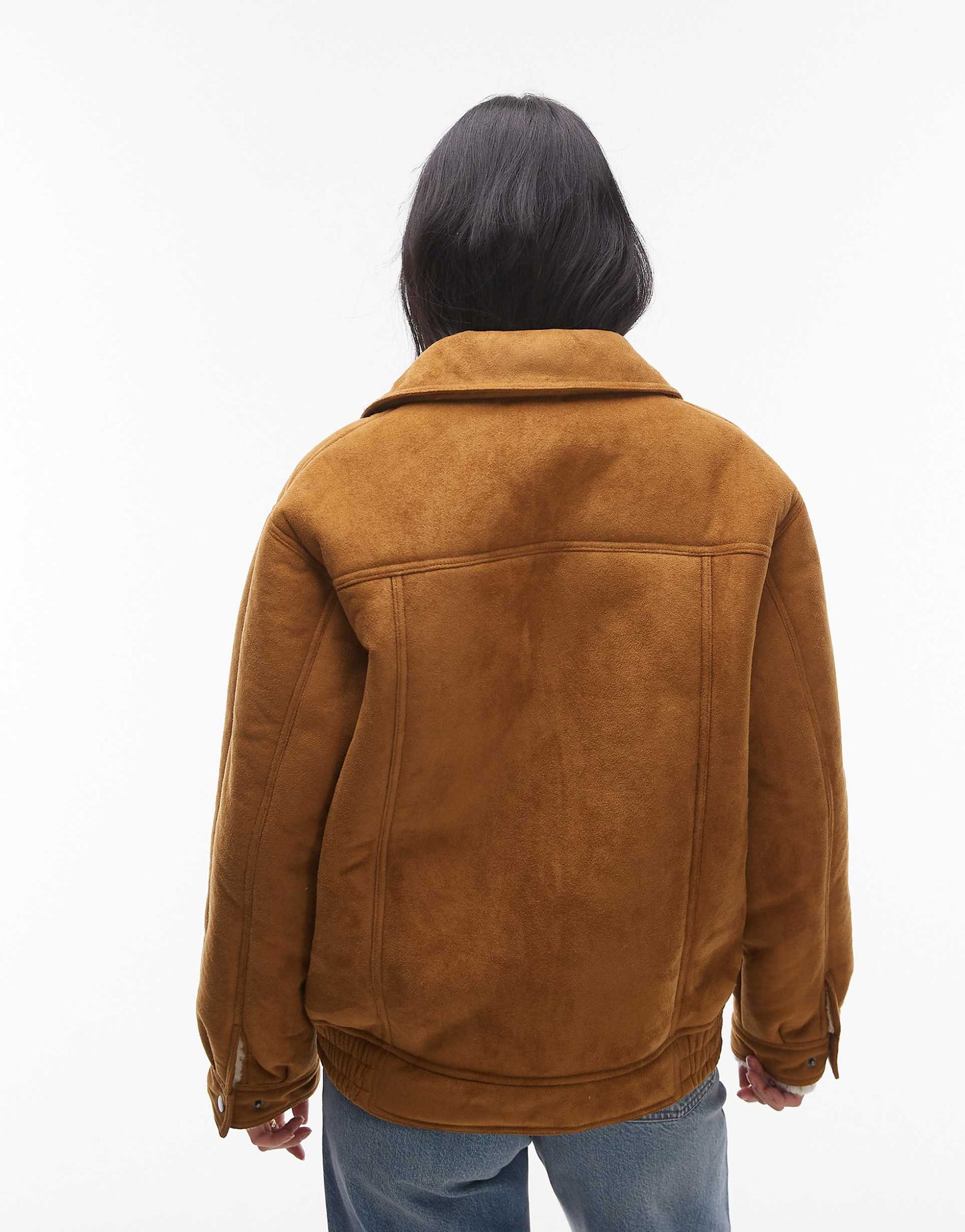 Faux Suede Borg Bomber Jacket