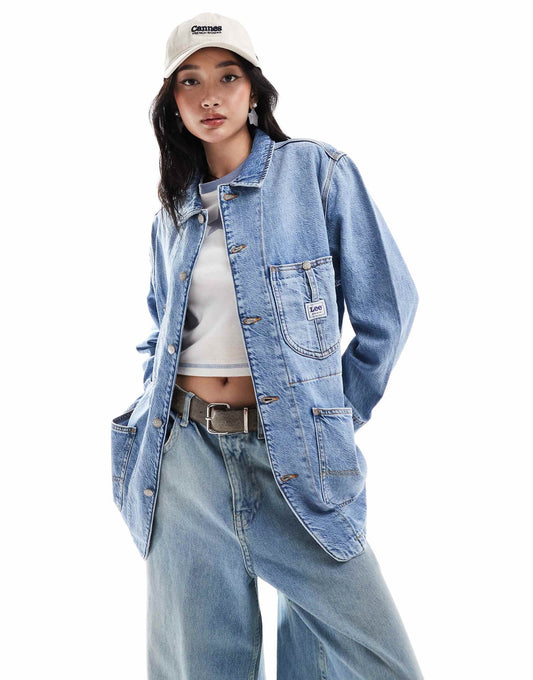 Workwear Label Denim Chore Coat