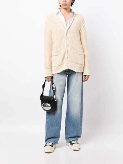Paint-Splatter V-Neck Cardigan
