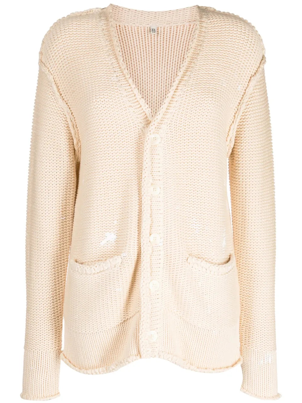 Paint-Splatter V-Neck Cardigan