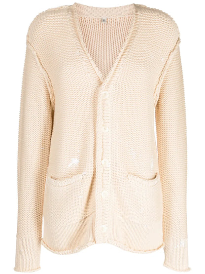 Paint-Splatter V-Neck Cardigan