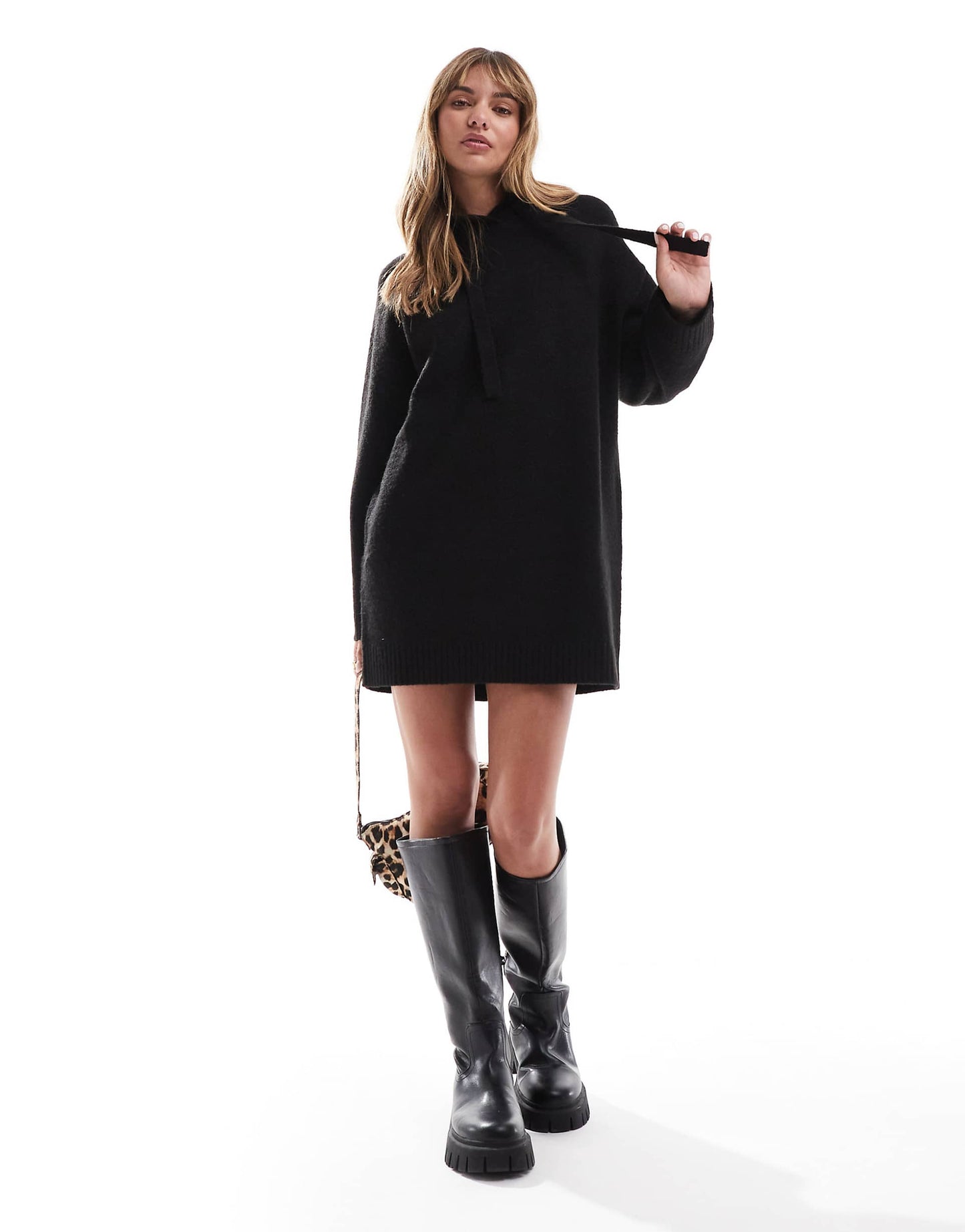 Oversized Knit Hoody Mini Dress