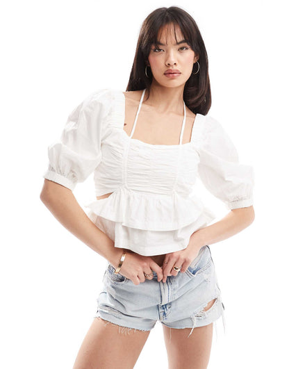 Poplin Puff Top