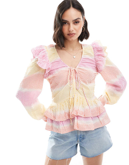 Ruffle Stripes Shirt