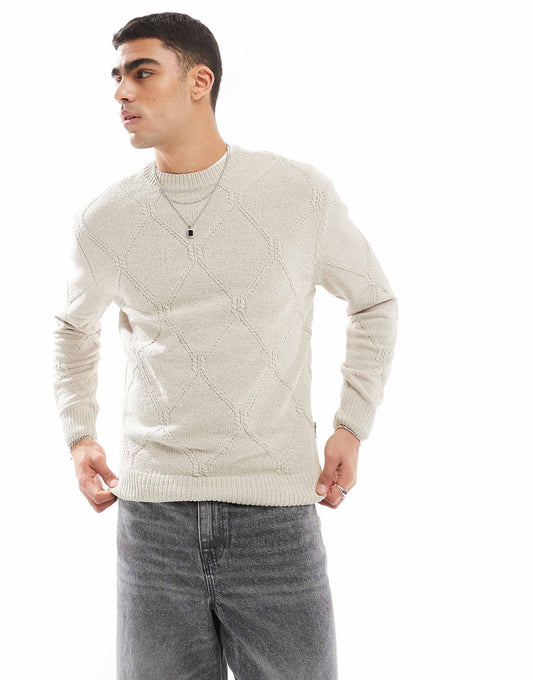 Diamond Structure Knitted Jumper