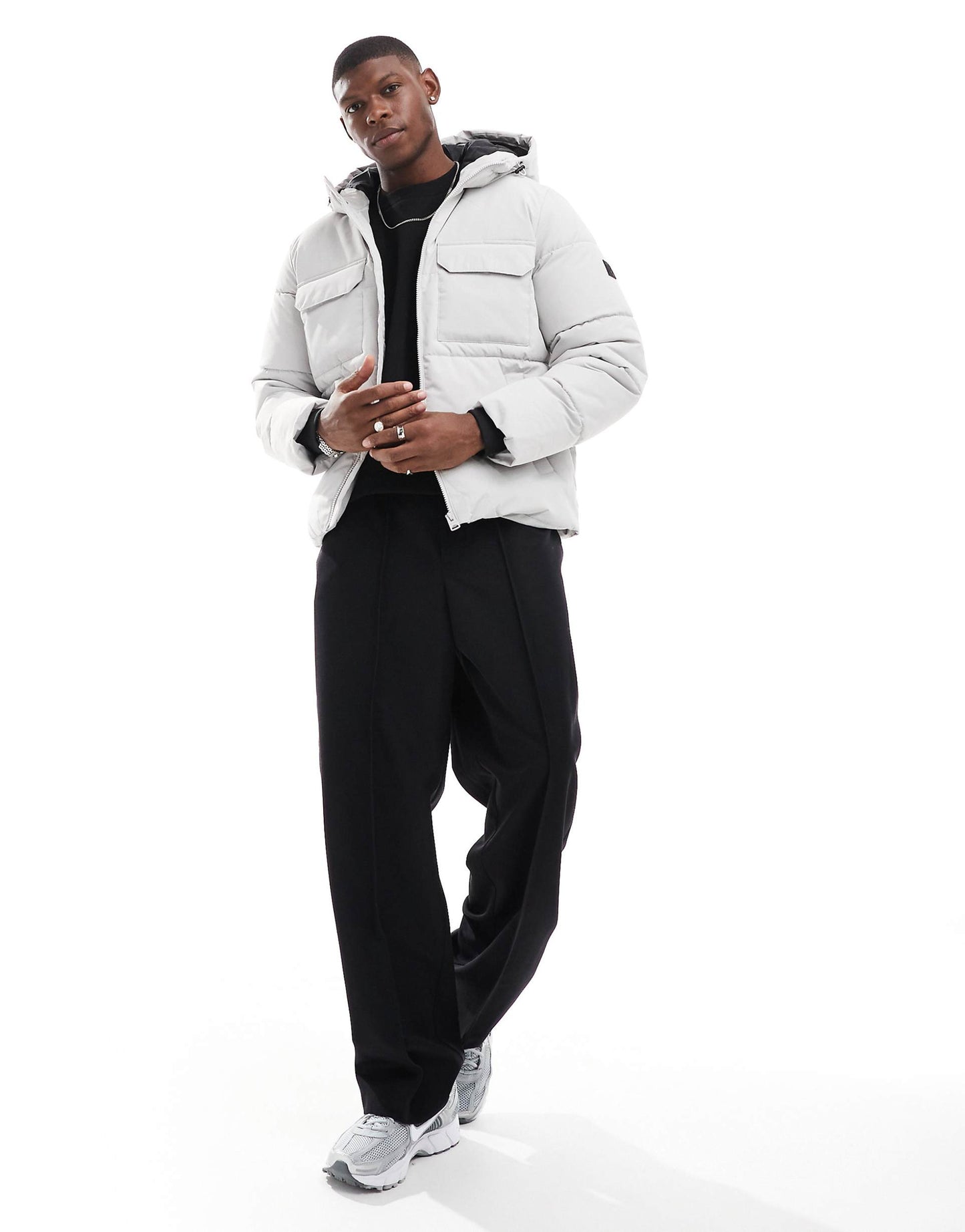 Padded Coat With Hood & Utility Pockets