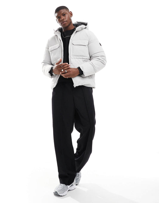 Padded Coat With Hood & Utility Pockets