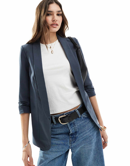 Ruched Sleeve Blazer