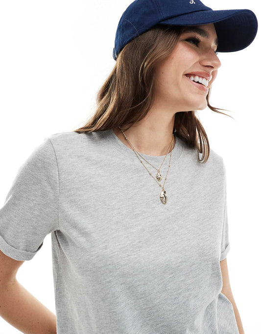 Cotton T-Shirt With Fold Up Detail