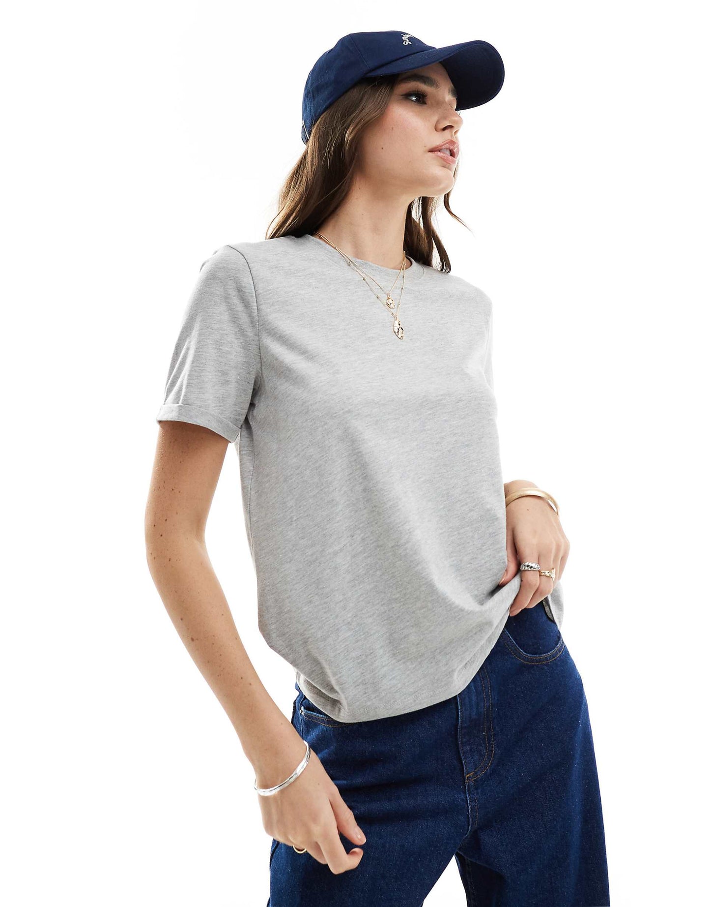 Cotton T-Shirt With Fold Up Detail