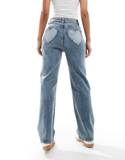 Heart Pocket Straight Leg Jean