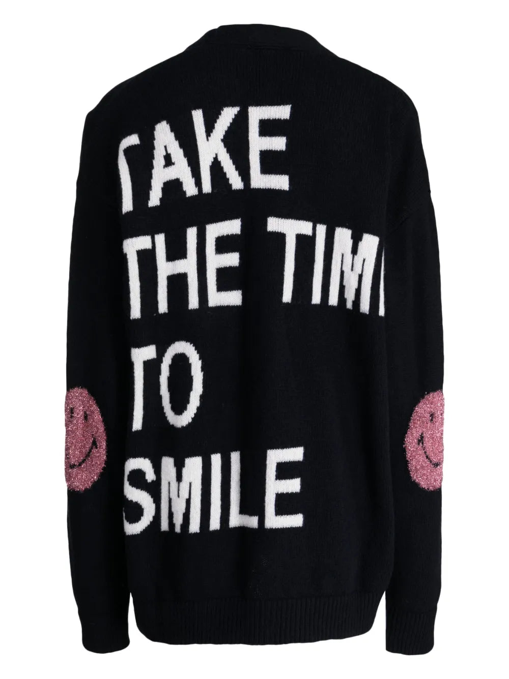 Slogan-Print V-Neck Cardigan