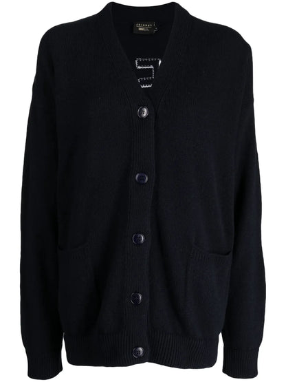 Slogan-Print V-Neck Cardigan
