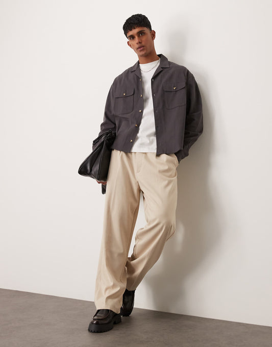 Boxy Overshirt With Revere Collar