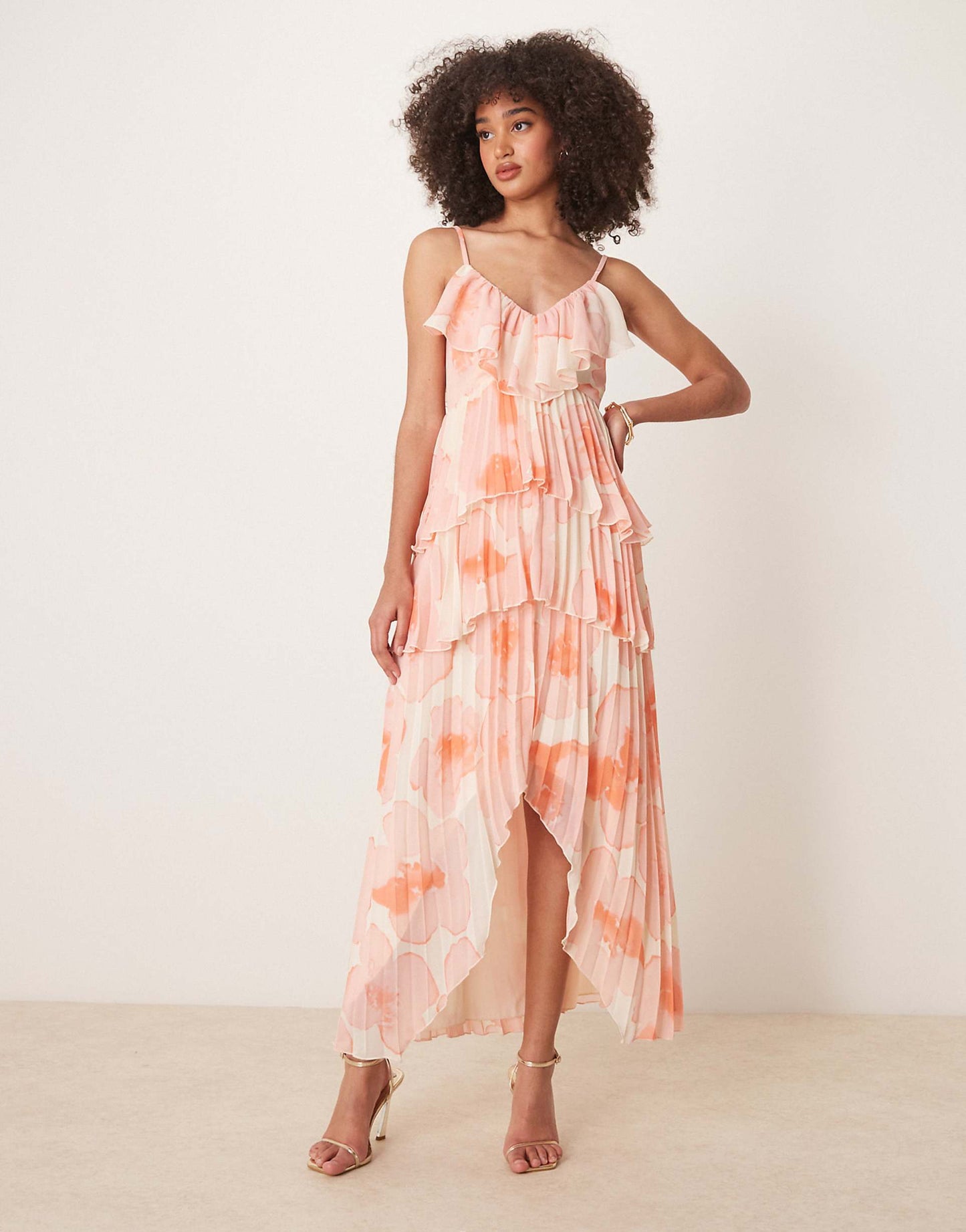 Frill Layered Asym Pleat Dress