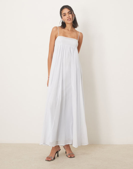 Chiffon Layered Bust Cami Trapeze Maxi Dress